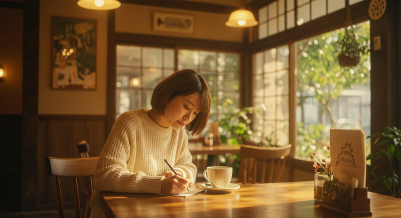 カフェで書き物